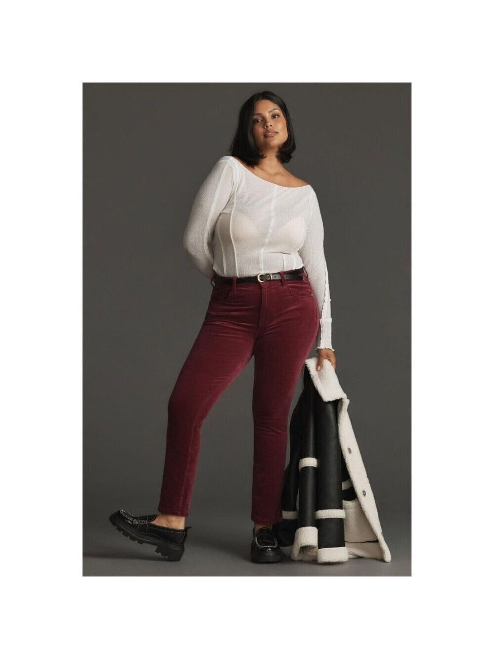 Pilcro Skinny Corduroy High-Rise Jeans in Wine Size 20W